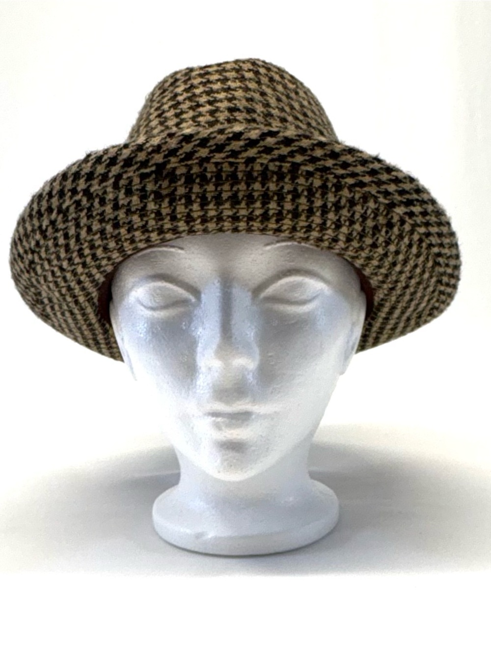 Vintage Style Houndstooth Trilby Fedora Hat - Medium 7-7 1/8